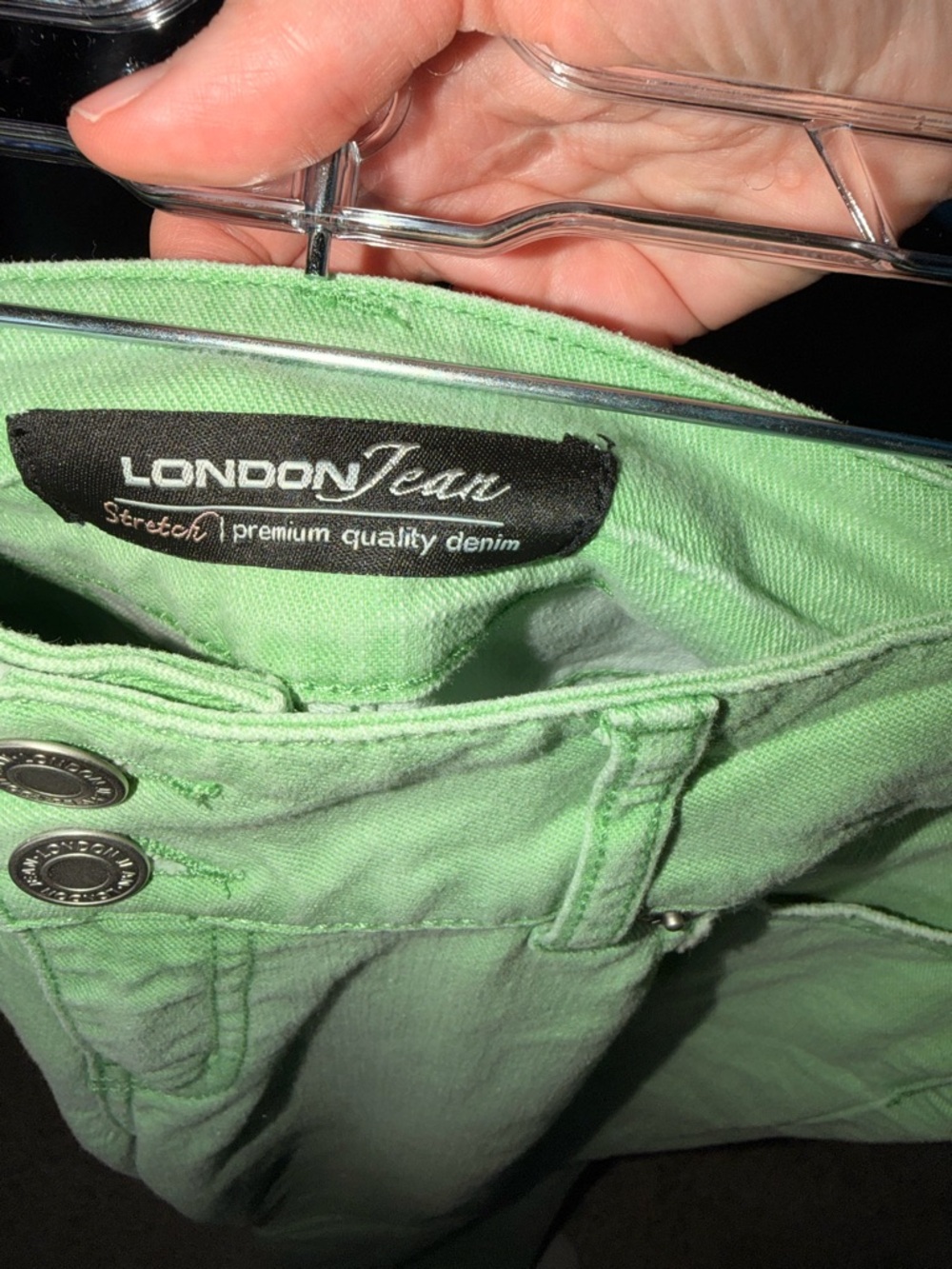 LONDONJEAN Stretch Premium Quality Denim PastelGreen FlareJeans Sz 10—#145 - Picture 4 of 5